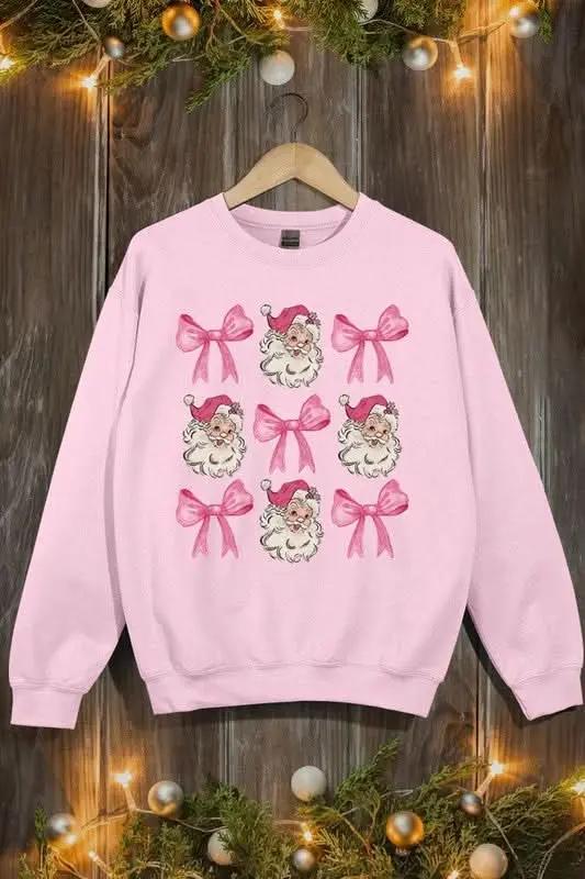 Coquette Pink Christmas Graphic Fleece Sweatshirts - Love Salve